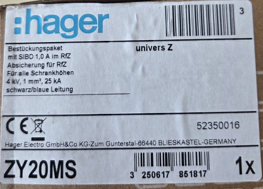 Hager ZY20MS Bestückungspakete NEU OVP