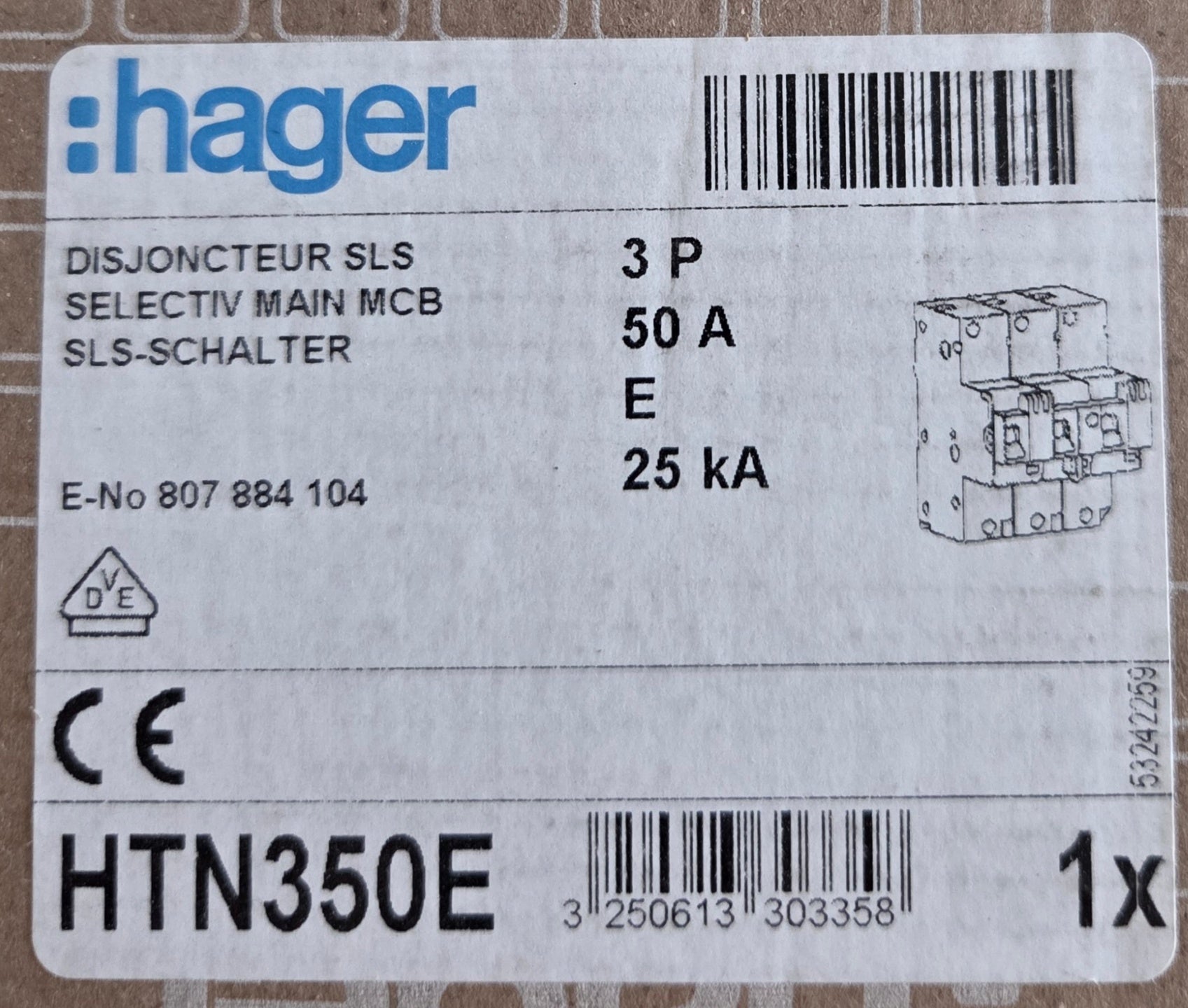 Hager HTN350E SLS-Schalter Hutschiene 50A NEU OVP
