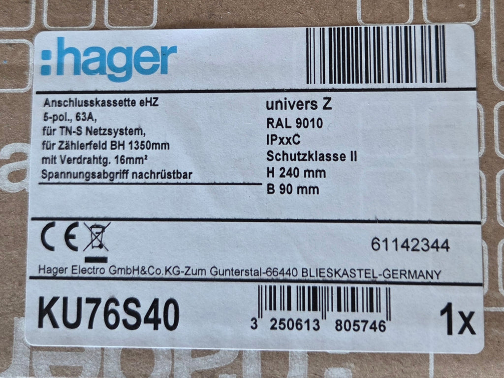 Hager KU76S40 Zählertragplatte NEU OVP