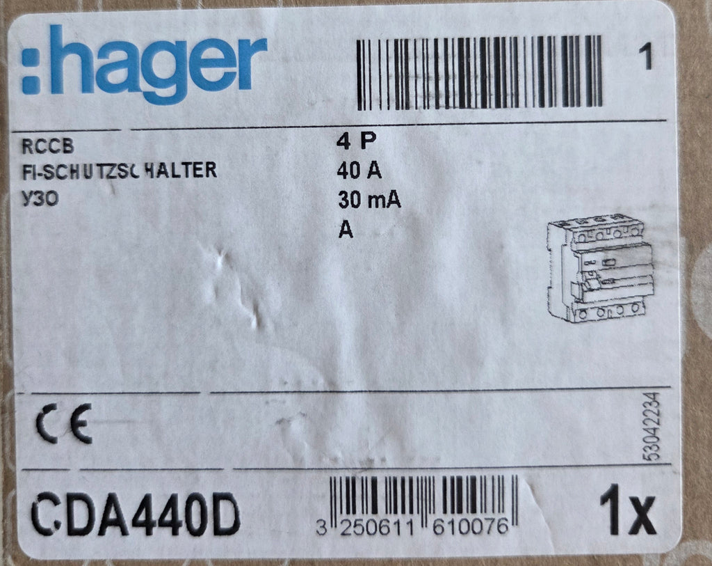 Hager CDA440D Fehlerstromschutzschalter NEU OVP