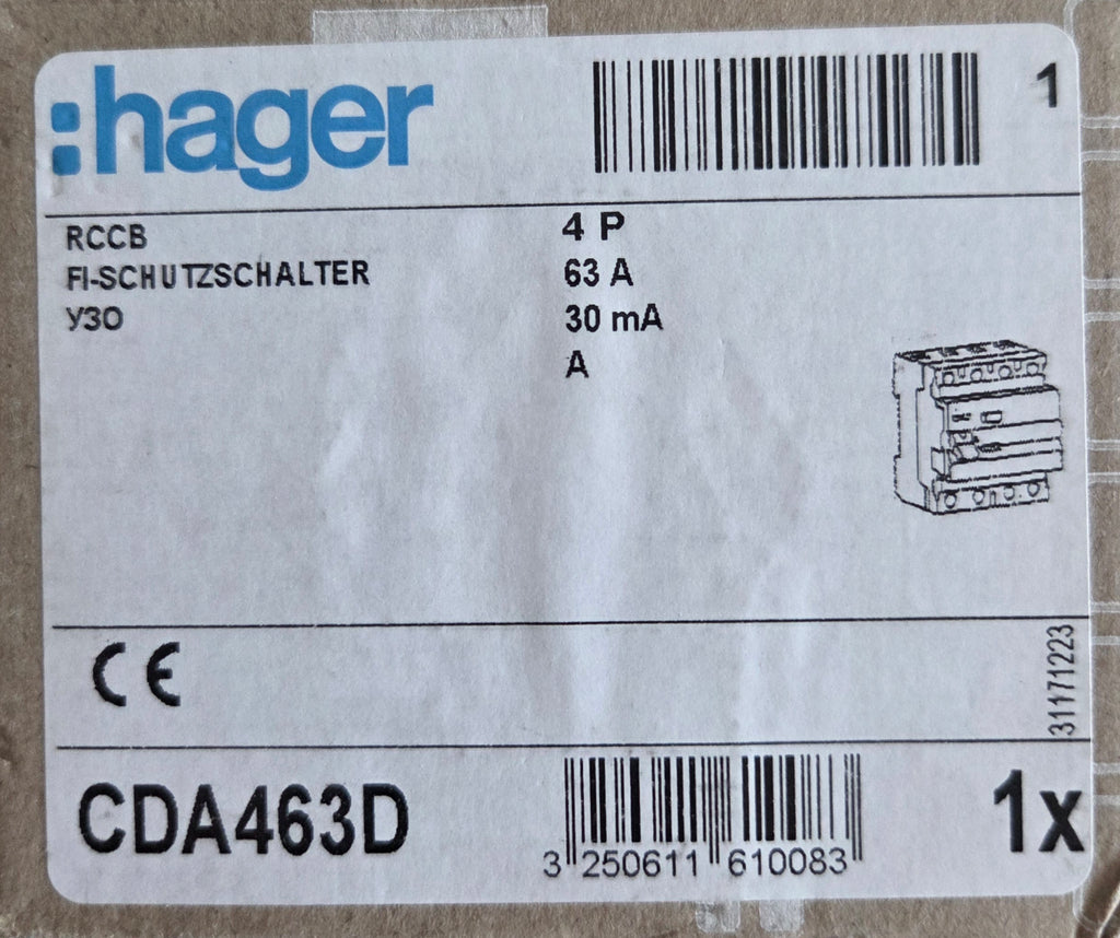 Hager CDA463D Fehlerstromschutzschalter NEU OVP