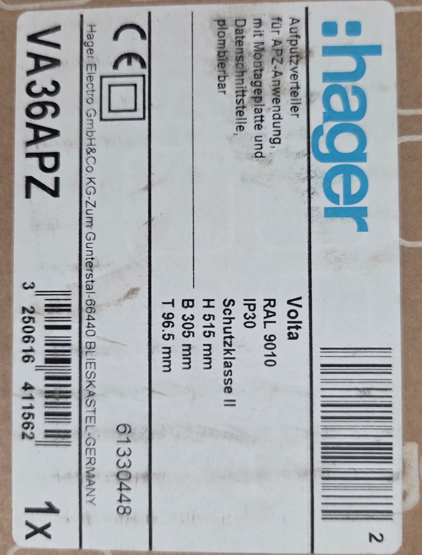 Hager VA36APZ Verteiler NEU OVP