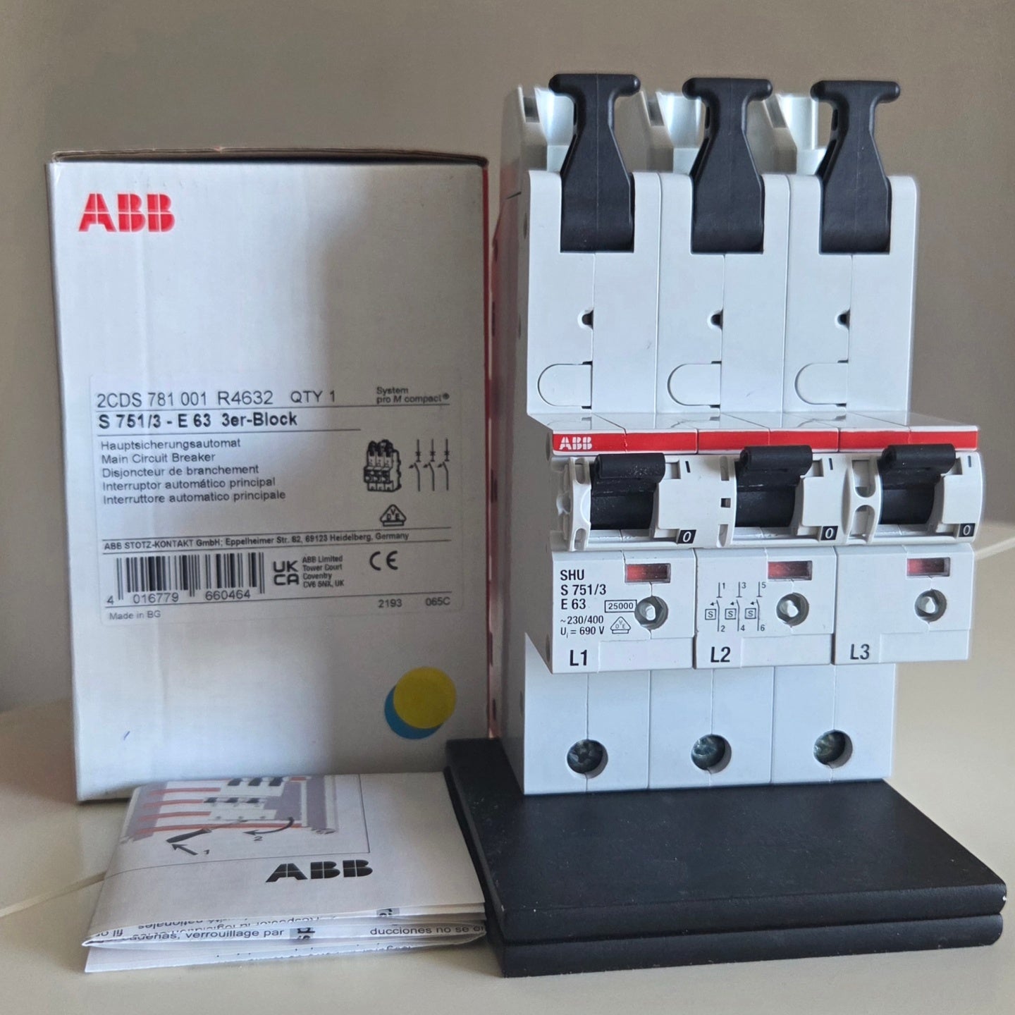 ABB 2CDS  781 001 R4632 SLS-Schalter 63A Sammelschiene  NEU OVP