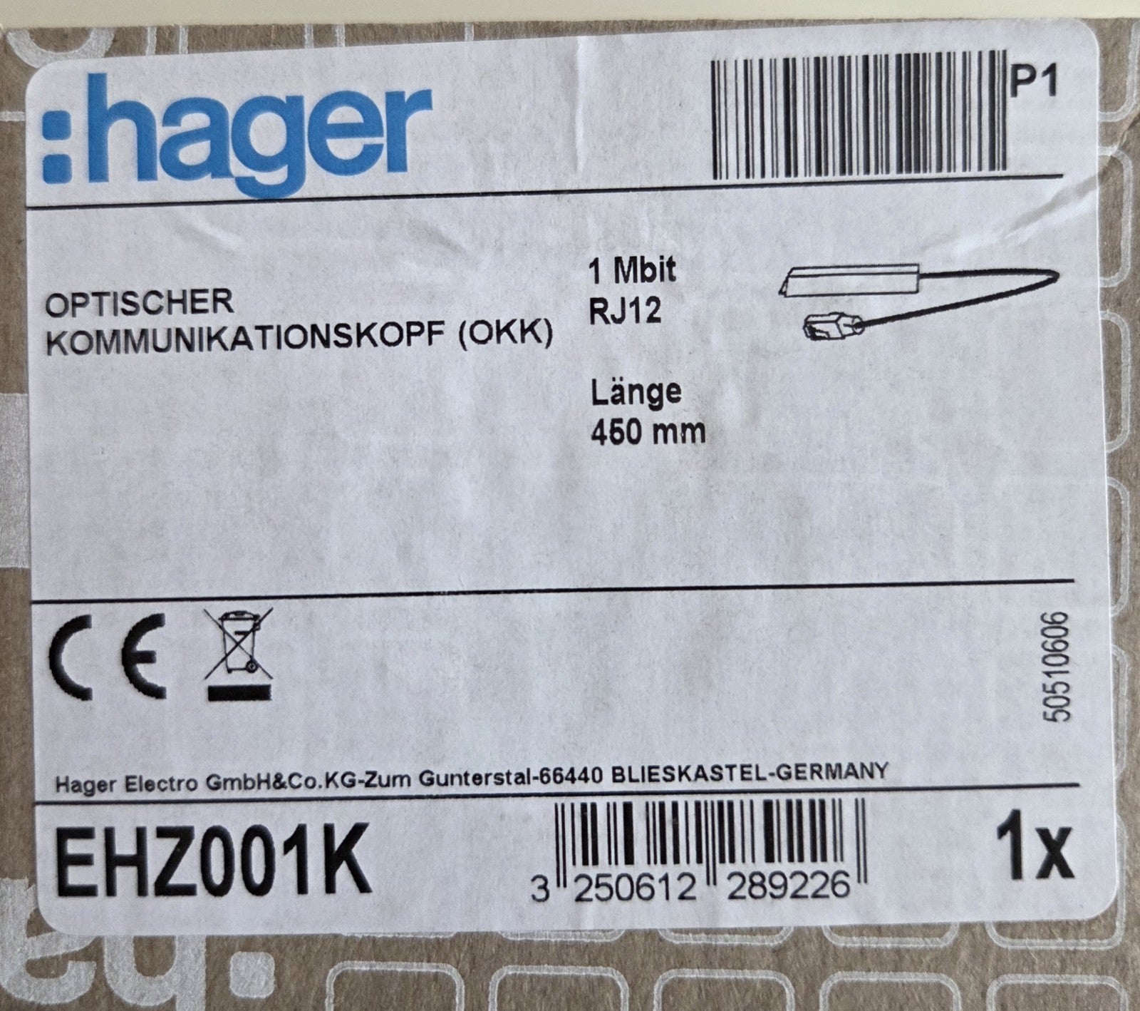 Hager EHZ001 BKE-Datenschnittstelle 450mm NEU OVP
